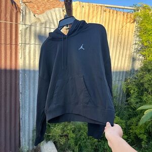 Crop Top Jordan Black Hoodie with Iconic Logo